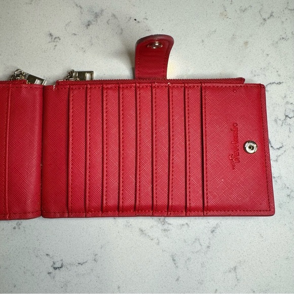 TRAVELAMBO Women’s  Wallet Bifold Slim Red Gold Hardware - Picture 4 of 6